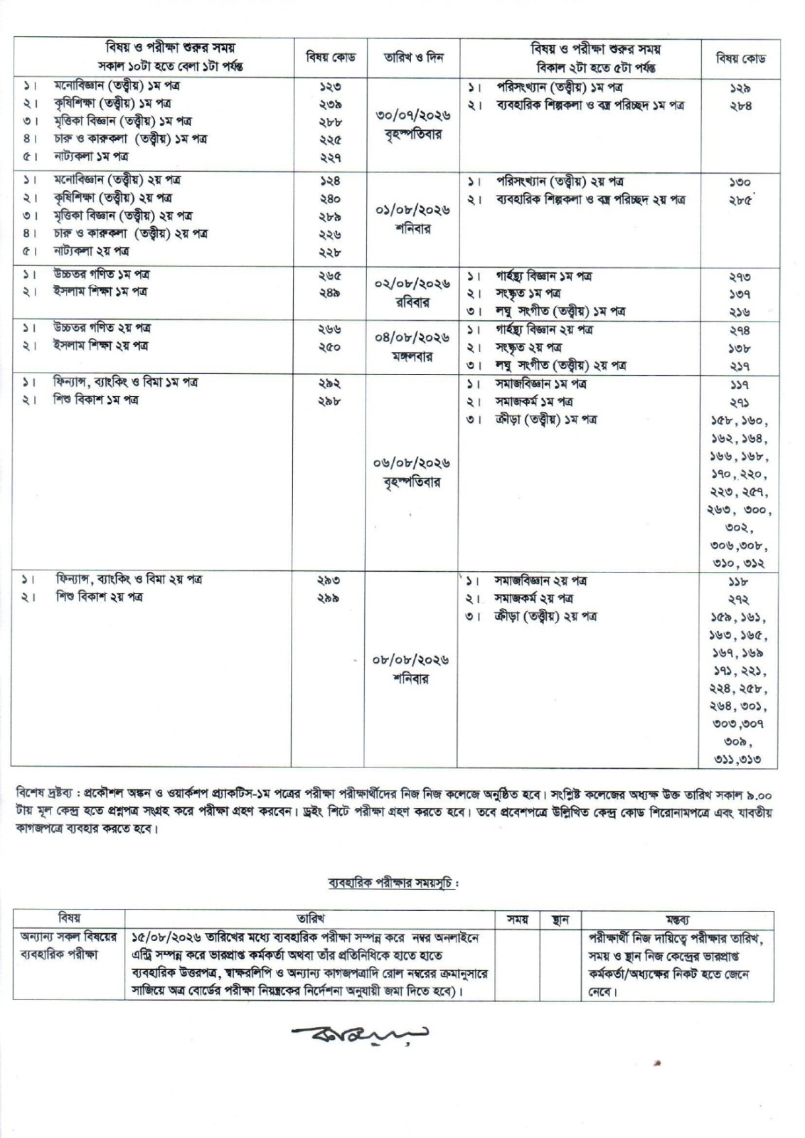 HSC Routine 2026-2